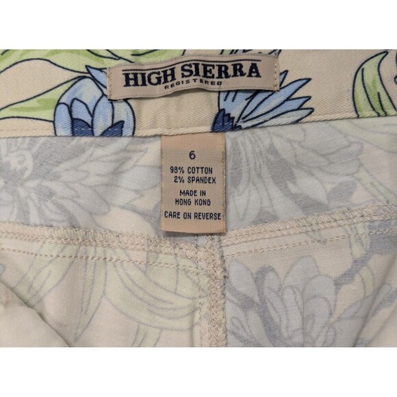 High Sierra Ivory And Blue Floral Flat Front Lightweight Cotton Pants sz 6 - Picture 7 of 7